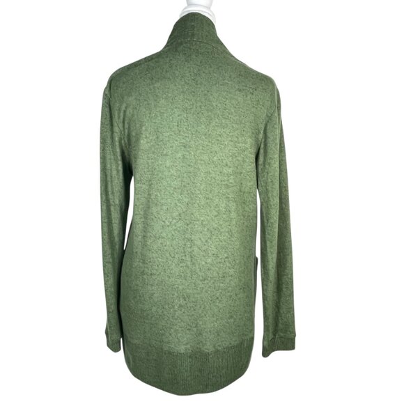 NWT Bobeau Elissa Ribbed Trim Open Front Lightweight Cardigan Petite Small Green - Picture 3 of 12